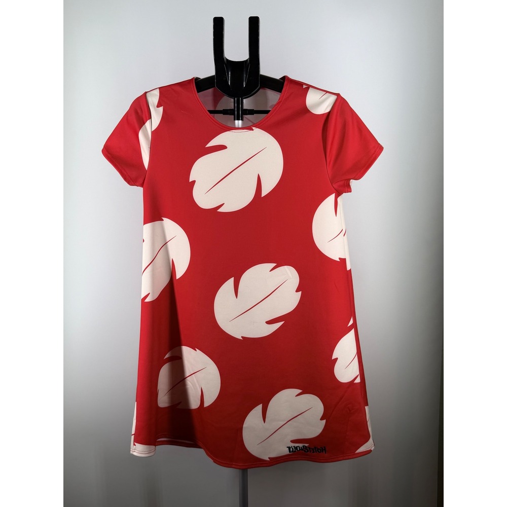 Disney Lilo & Stitch Red White Leaf Print Dress Lilo Cosplay Costume Womens M